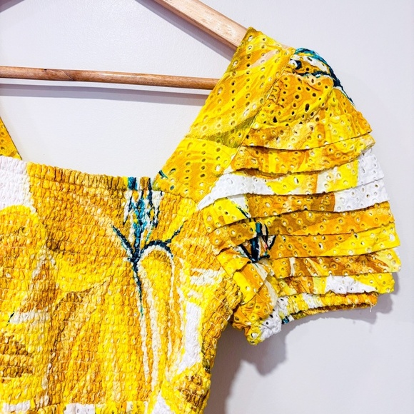 FARM RIO Azalea yellow floral print top - Picture 5 of 7